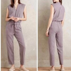 Cloth & Stone Women's‎ Purple Sleeveless Drawstring Waist Jumpsuit Size L